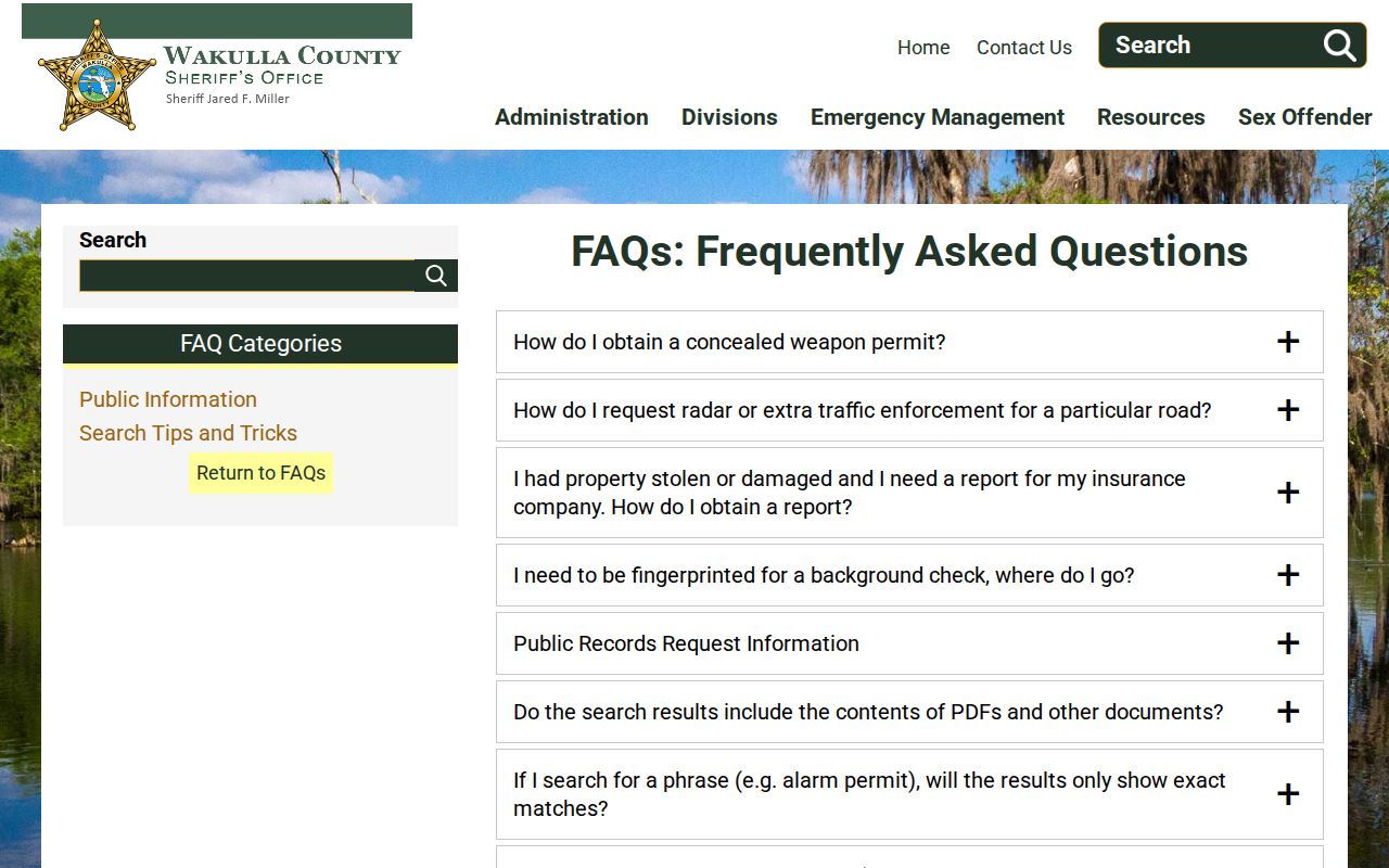 Wakulla County arrest lookup records request information