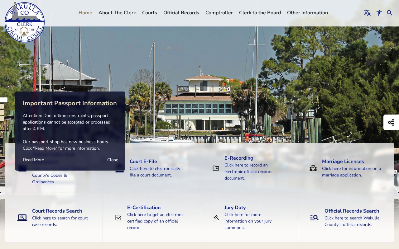 Wakulla County Clerk official website for criminal court records