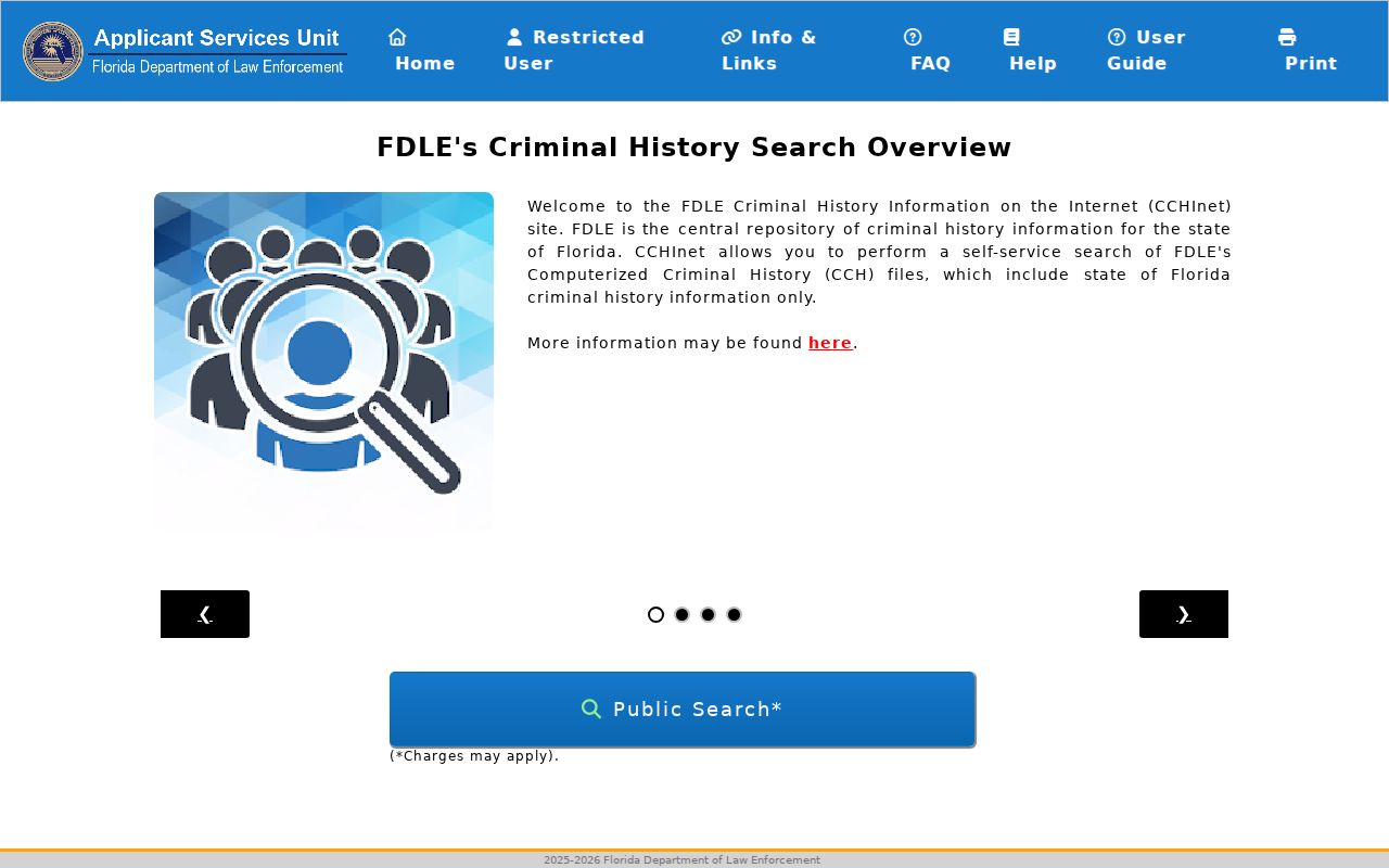 FDLE criminal history paid name search portal